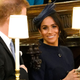 Prince Harry, Duke of Sussex and Meghan, Duchess of Sussex take their seats ahead of the wedding of Princess Eugenie of York and Mr. Jack Brooksbank at St. George’s Chapel on Oct. 12, 2018 in Windsor, England.